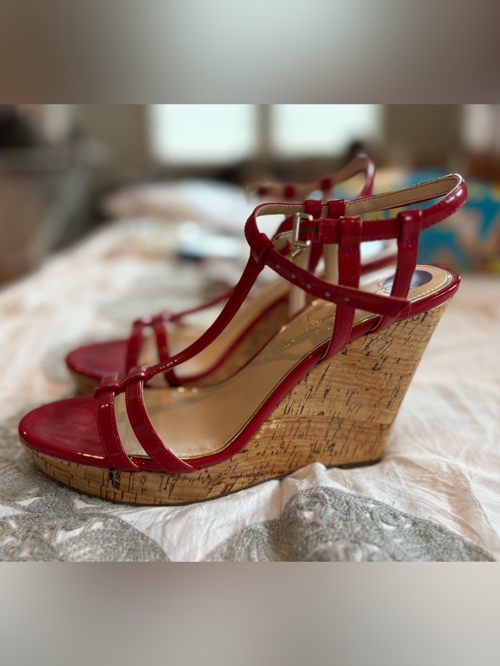 Jessica Simpson Red Wedge Sandals - Picture 3 of 5